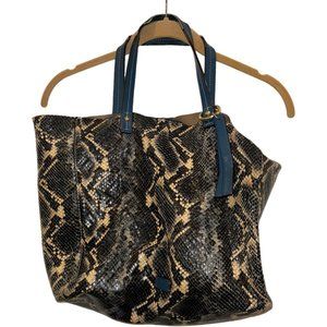 Frances Valentine New Yorl Teal Snakeskin Tote leather bag